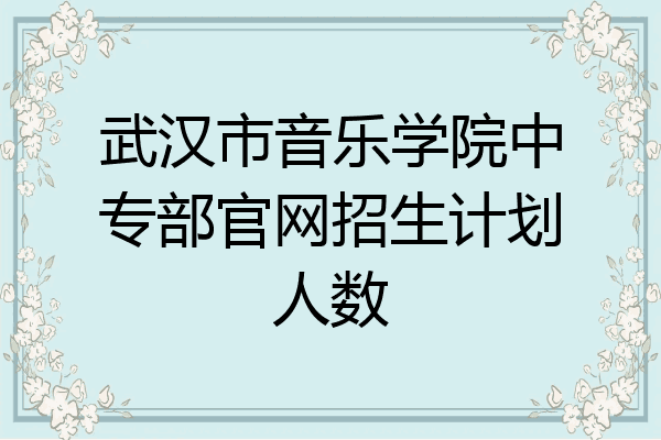 武汉市音乐学院中专部官网招生计划人数