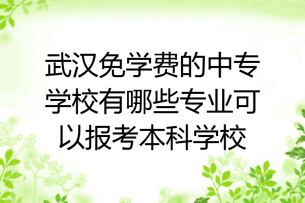 武汉免学费的中专学校有哪些专业可以报考本科学校