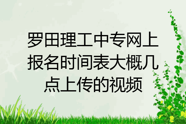 罗田理工中专网上报名时间表大概几点上传的视频