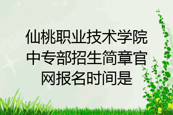 仙桃职业技术学院中专部招生简章官网报名时间是
