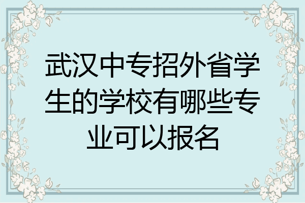 武汉中专招外省学生的学校有哪些专业可以报名