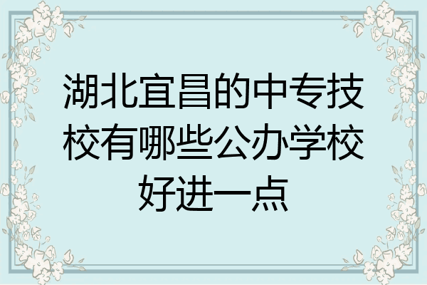 湖北宜昌的中专技校有哪些公办学校好进一点