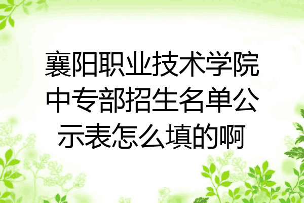 襄阳职业技术学院中专部招生名单公示表怎么填的啊
