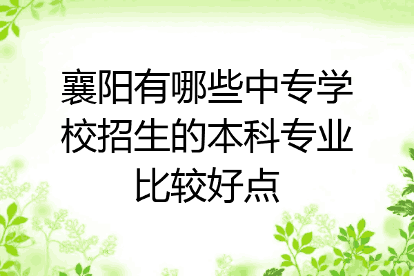 襄阳有哪些中专学校招生的本科专业比较好点