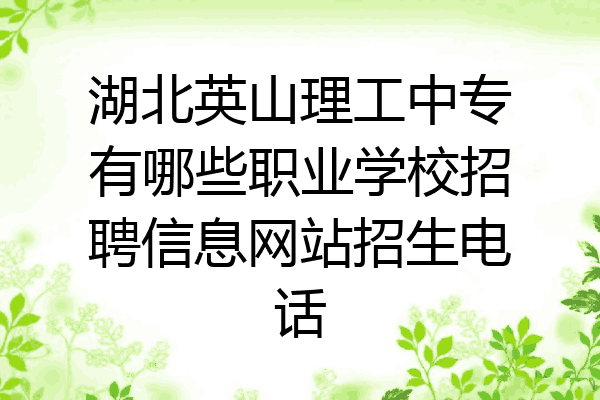 湖北英山理工中专有哪些职业学校招聘信息网站招生电话