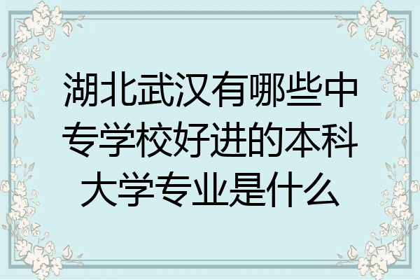 湖北武汉有哪些中专学校好进的本科大学专业是什么