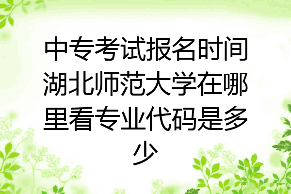中专考试报名时间湖北师范大学在哪里看专业代码是多少
