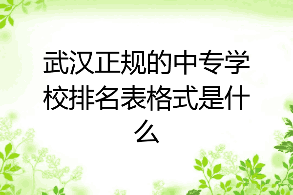 武汉正规的中专学校排名表格式是什么