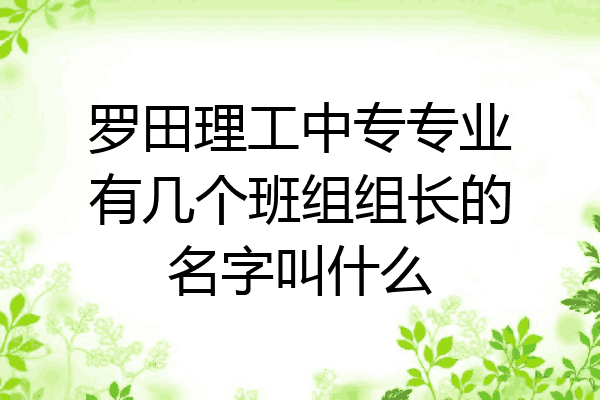 罗田理工中专专业有几个班组组长的名字叫什么