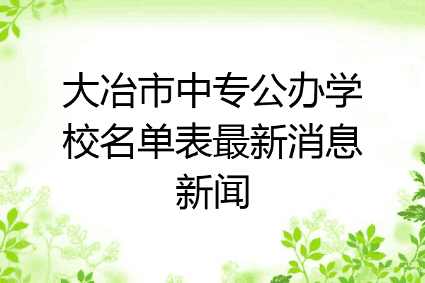 大冶市中专公办学校名单表最新消息新闻