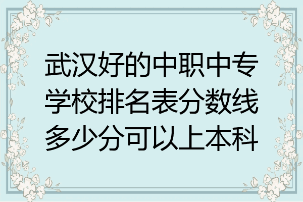 武汉好的中职中专学校排名表分数线多少分可以上本科