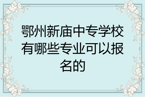 鄂州新庙中专学校有哪些专业可以报名的