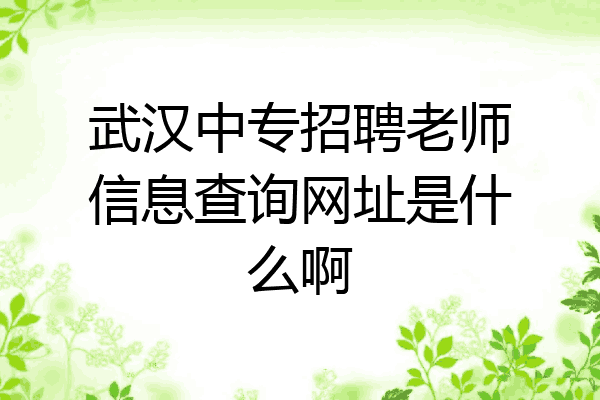 武汉中专招聘老师信息查询网址是什么啊