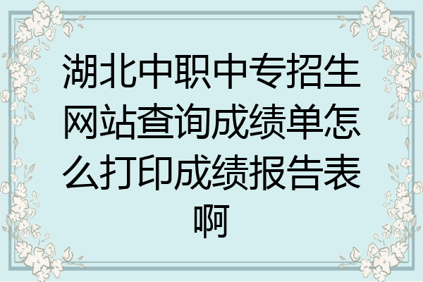 湖北中职中专招生网站查询成绩单怎么打印成绩报告表啊