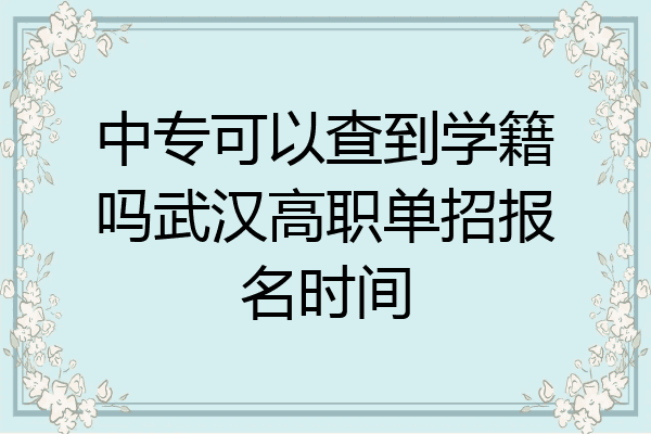 中专可以查到学籍吗武汉高职单招报名时间