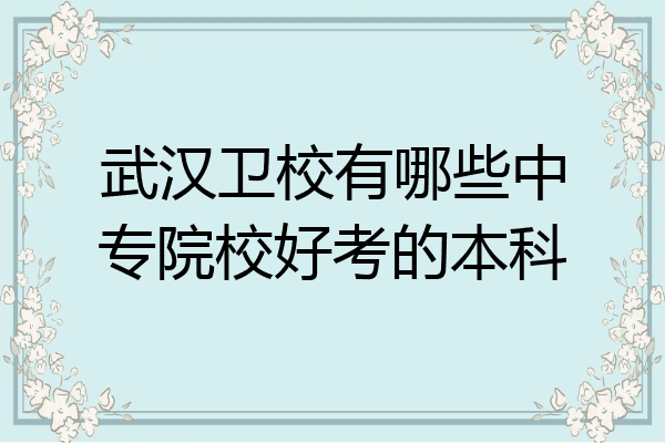 武汉卫校有哪些中专院校好考的本科