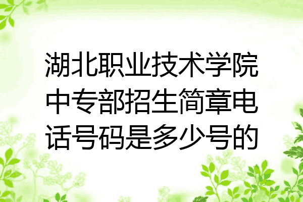 湖北职业技术学院中专部招生简章电话号码是多少号的