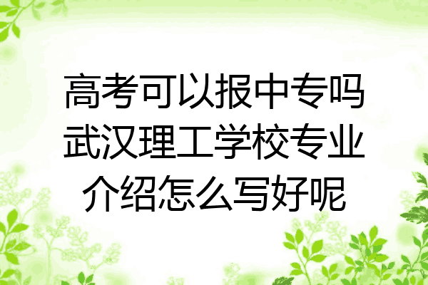 高考可以报中专吗武汉理工学校专业介绍怎么写好呢