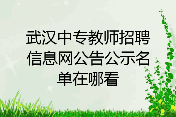 武汉中专教师招聘信息网公告公示名单在哪看