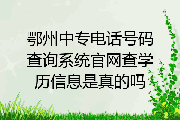 鄂州中专电话号码查询系统官网查学历信息是真的吗