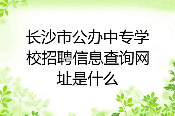 长沙市公办中专学校招聘信息查询网址是什么