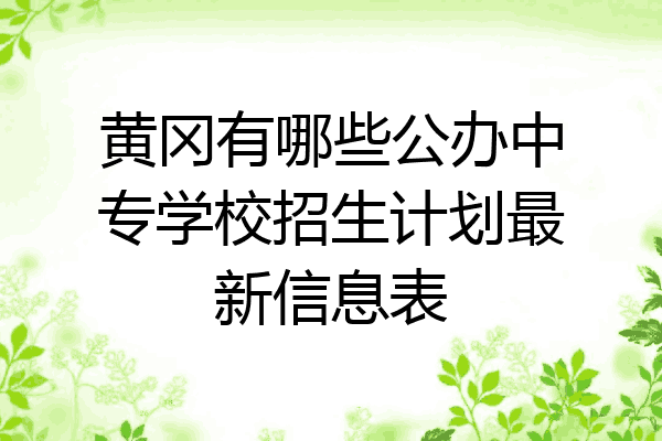 黄冈有哪些公办中专学校招生计划最新信息表