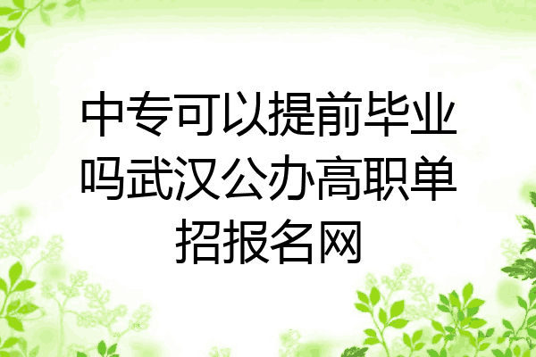 中专可以提前毕业吗武汉公办高职单招报名网