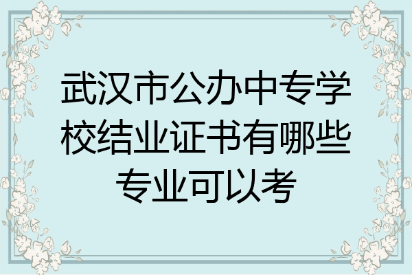 武汉市公办中专学校结业证书有哪些专业可以考