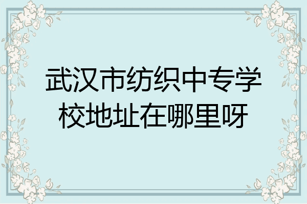 武汉市纺织中专学校地址在哪里呀