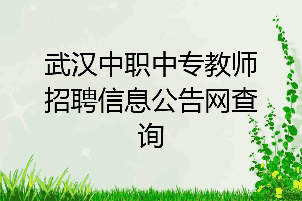 武汉中职中专教师招聘信息公告网查询