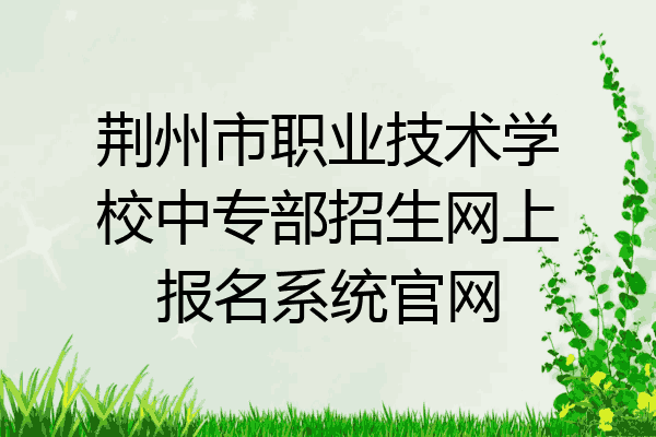 荆州市职业技术学校中专部招生网上报名系统官网