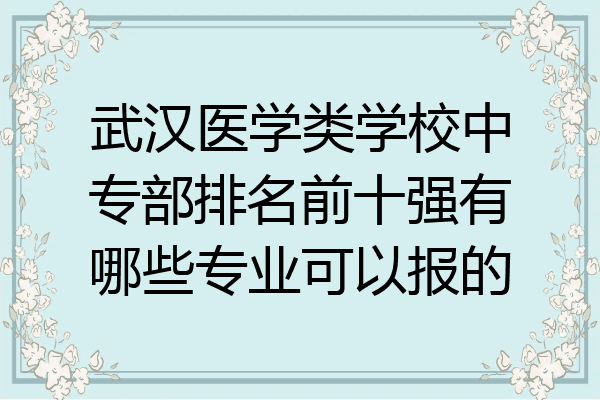 武汉医学类学校中专部排名前十强有哪些专业可以报的