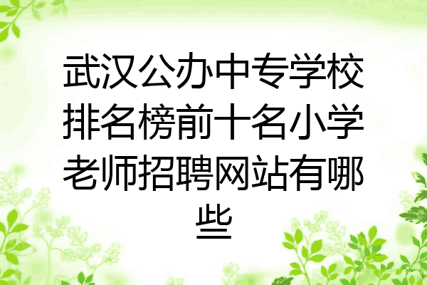 武汉公办中专学校排名榜前十名小学老师招聘网站有哪些