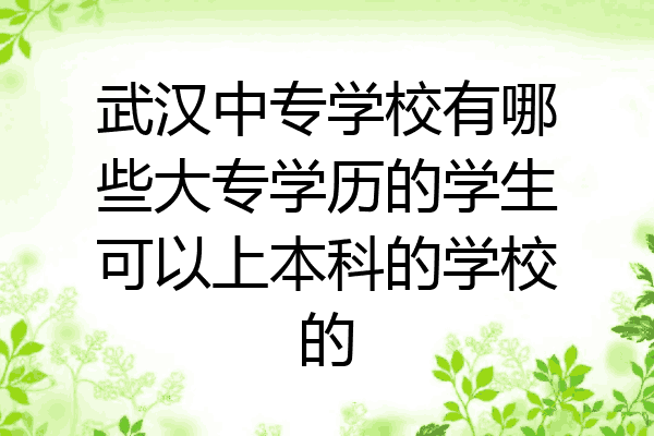 武汉中专学校有哪些大专学历的学生可以上本科的学校的