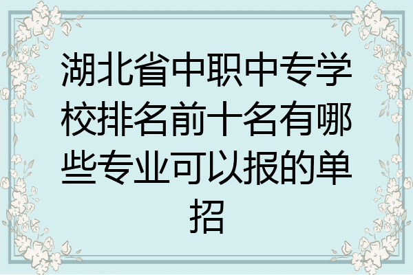 湖北省中职中专学校排名前十名有哪些专业可以报的单招