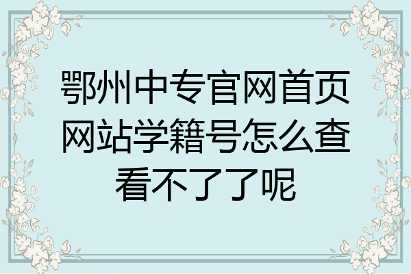 鄂州中专官网首页网站学籍号怎么查看不了了呢