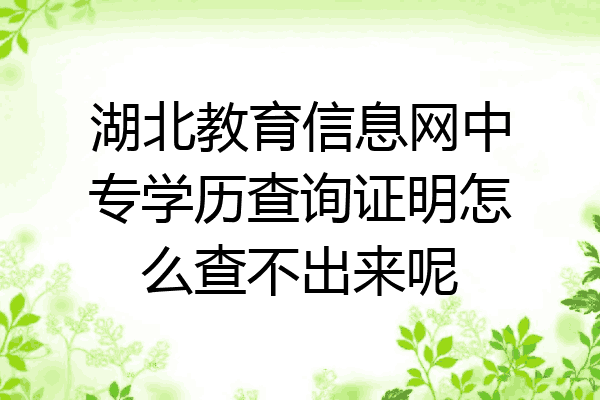 湖北教育信息网中专学历查询证明怎么查不出来呢