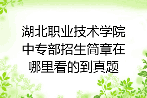 湖北职业技术学院中专部招生简章在哪里看的到真题