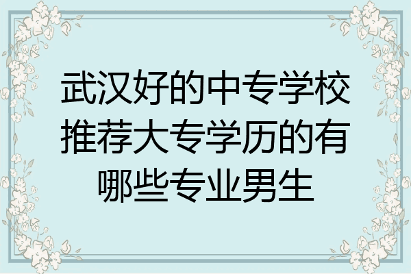 武汉好的中专学校推荐大专学历的有哪些专业男生