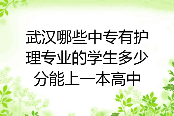 武汉哪些中专有护理专业的学生多少分能上一本高中