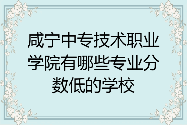咸宁中专技术职业学院有哪些专业分数低的学校