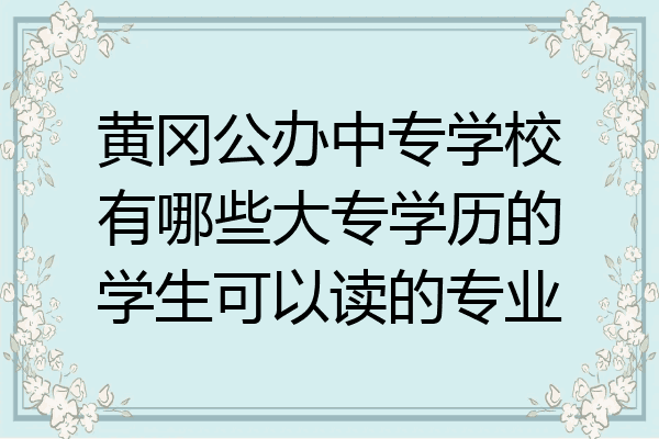 黄冈公办中专学校有哪些大专学历的学生可以读的专业