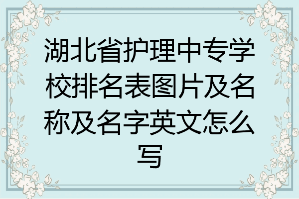 湖北省护理中专学校排名表图片及名称及名字英文怎么写