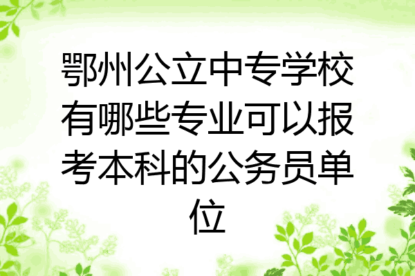 鄂州公立中专学校有哪些专业可以报考本科的公务员单位