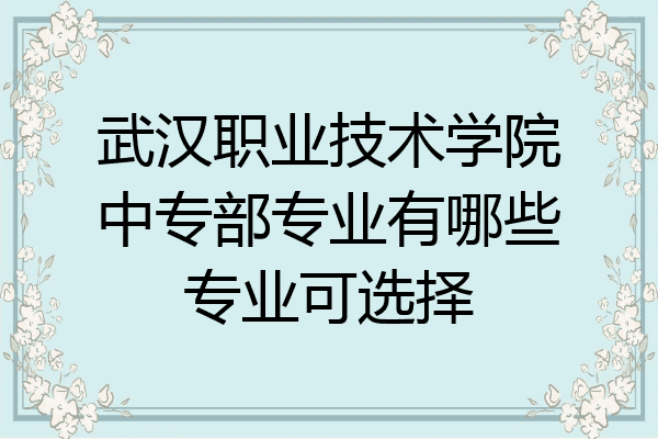 武汉职业技术学院中专部专业有哪些专业可选择