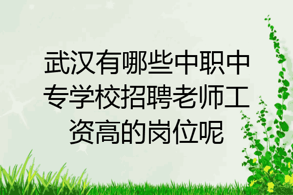 武汉有哪些中职中专学校招聘老师工资高的岗位呢
