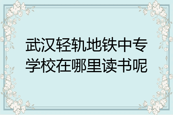 武汉轻轨地铁中专学校在哪里读书呢