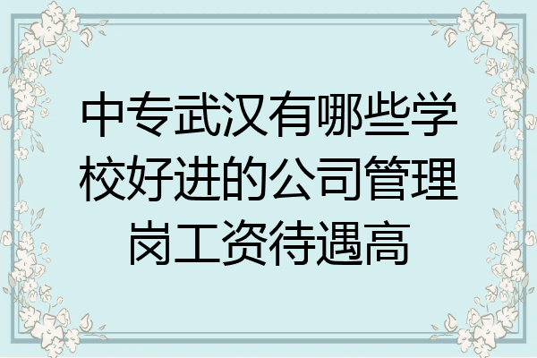 中专武汉有哪些学校好进的公司管理岗工资待遇高