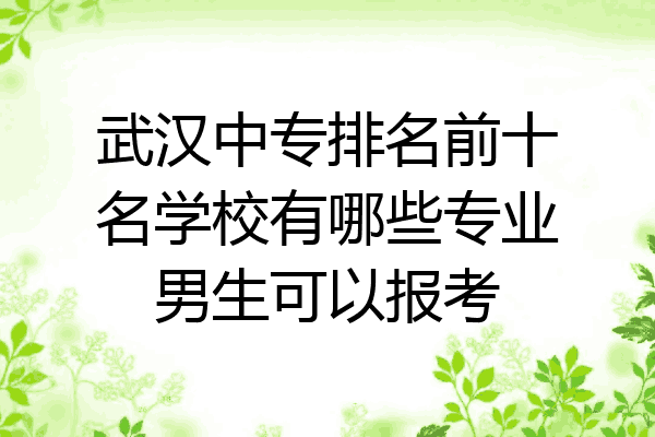 武汉中专排名前十名学校有哪些专业男生可以报考