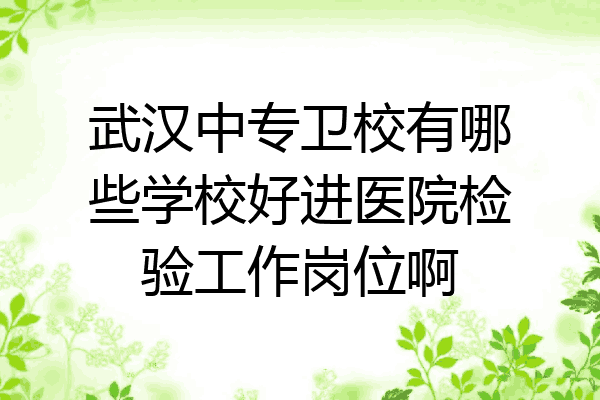 武汉中专卫校有哪些学校好进医院检验工作岗位啊